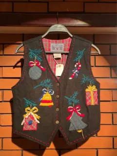 Erika Casuals クリスマス刺繍ニットベスト M