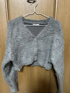ems. グレー クロップドカーディガン