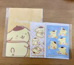 サンリオ ポムポムプリン ミニクリアファイル＆ステッカー 3点セット