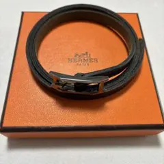 エルメス HERMES ブレスレット レザー 黒 2重巻き 箱付 796 - メルカリ