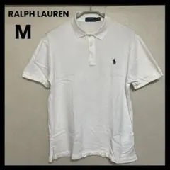 ラルフローレン　ポロシャツ　白　刺繍　ロゴ　コットン