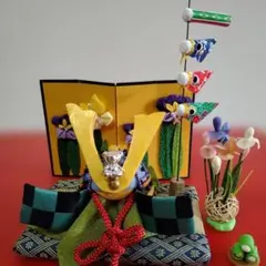 端午の節句　子供の日　兜　クレイ ハンドメイド　４曲金屏風（オプション)