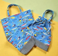 レッスンバッグ　体操服入れ　上履き入れ　３点セット　入園入学　電車