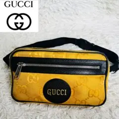 【良品】GUCCI グッチ オフザグリッド ボディバッグ GG柄　イエロー
