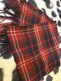 チェック柄フリンジマフラー