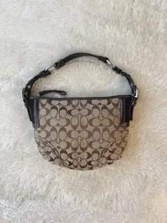 美品 COACH コーチ ワンショルダー バッグ シグネチャー ブラウン系