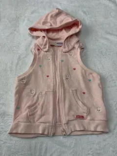 ミキハウス フード付きパーカーベスト7号 ピンク　90〜100