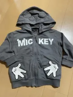 ディズニー ミッキー 耳付き パーカー 100 取り外し可能フード付き