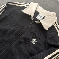 ★adidas ジップアップジャケット ブラック/アイボリー★Mサイズ