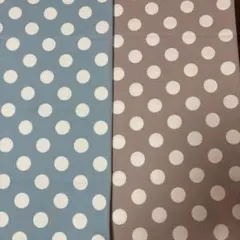 水色、ベージュのドット柄生地2枚セット