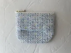 ハンドメイド　ポケットティッシュファスナーポーチ(ブルー)