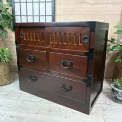 民芸家具木製桐材天然無垢和箪笥引き戸付き収納家具和タンス飾り棚和室インテリア