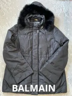 BALMAIN シルク100%、ブルーフォックス、ダウンジャケット