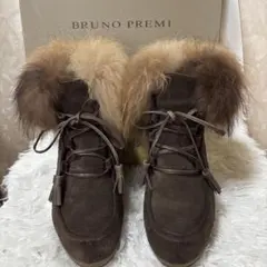 BRUNO PREMI ファーブーツ　ショートブーツ ウエッジソール　ブラウン