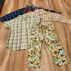 【まとめ売】チェック柄シャツ & パンツ4点セット