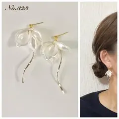 No.323 フラワーペタル×ウェーブスティック❤︎ハンドメイドピアス イヤリング