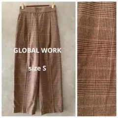 GLOBAL WORK 秋冬チェックパンツ 茶 ブラウン