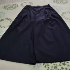 ネイビー ガウチョパンツ ボタン式ウエスト