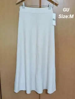 GU リブ編み フレアスカート Mサイズ アイボリー