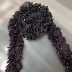 フリル ストール レース 紫 黒 スパンコール レトロ y2k 細マフラー