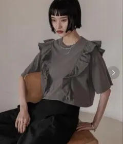 LOWRYSFARM ピグメントショートフリルSS グレーのサムネイル