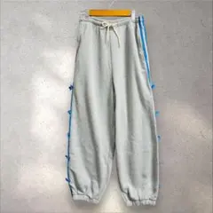 韓国レディース サイドリボンスウェットパンツ 裏起毛 あったか　nugu