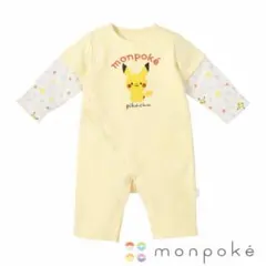 新品 70〜80cm レイヤード調ロンパース 長袖カバーオール モンポケ