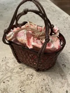 和装用バッグ ピンク花柄内袋付き