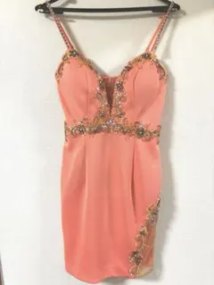 IRMA キャバドレス　S コーラルピンク ビーズ刺繍ドレス