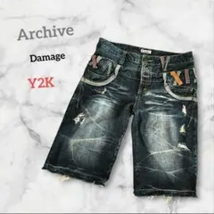 00s archive ギミック ダブルウエスト ショーツ ハーフパンツ 鬼ひげ