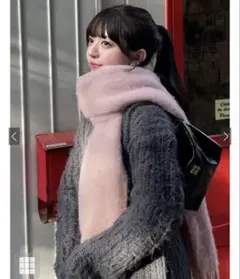 GRL 起毛フェイクウールフリンジボリュームマフラーfo1250