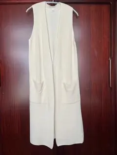 IENAイエナ　ロングサマーニットジレ　ベスト　アイボリーコットン100%ロング