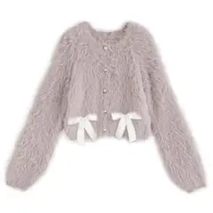 ♡ シャギーニットリボンショート丈カーディガン[pm415] ♡