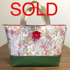 着物（白小花柄）★和風　和柄★ミニトートバッグ★お弁当　ランチバッグ★保冷バッグ