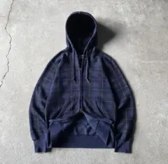 00s OLD UNIQLO ダブルジップパーカー ブラックウォッチ 短丈