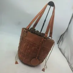 ズッケロフィラート レザー 編み込み ハンドバッグ 巾着 バケットバッグ