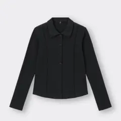 GU リブポロカーディガン(長袖) ブラック