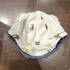 【美品】【ジェラートピケ】ベビー帽子 動物と果物のプリント