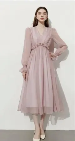 【新品未使用】veralumina Vネックシフォンドレス