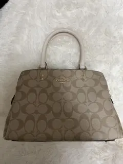 Coach ベージュ ロゴパターン ボストンバッグ
