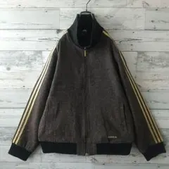 希少☆アディダス 刺繍ロゴ ウール トラックジャケット L ブラウン×ゴールド