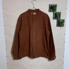 良品計画　無印良品(L)バンドカラーシャツ　メンズシャツ　長袖　メンズ　ブラウン