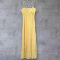 華やか！パステルイエロー ロングドレス ビジュー刺繍 結婚式 パーティー