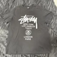 stussy ブラック グラフィックTシャツ Lサイズ