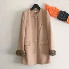 【新品未使用】ビジュー ファー付き ❁︎ノーカラーコート