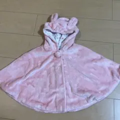 ウサギ耳フード付きベビーポンチョ　ミキハウス　ベビー用70〜90㌢相当