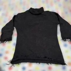 黒 タートルネック ニット 五分袖