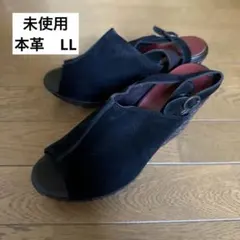 未使用　本革スエード　ブラック　厚底ミュール　LL