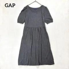 【ギャップ】M 半袖 ひざ丈ワンピース グレー　サマーニット