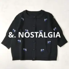 美品　&. NOSTALGIA ZOZO限定 花刺繍ニットカーディガン　黒のサムネイル